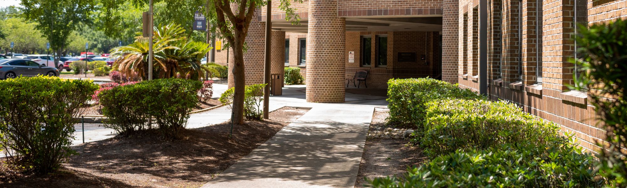 Sidewalk in front of Admin building.