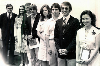 Board of Trustees Merit Scholars with President Harris