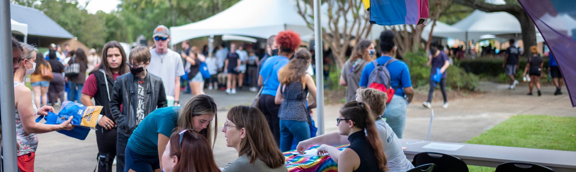 Students at convocation booth.