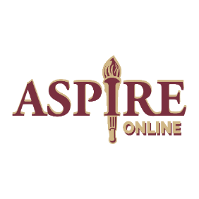 logo for Aspire Online program, it's garnet and gold in color