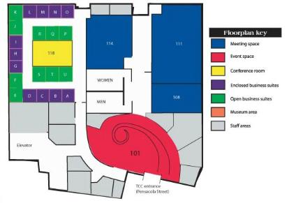 Floor plan of the former Capitol Center, garage level of the Center for Innovation